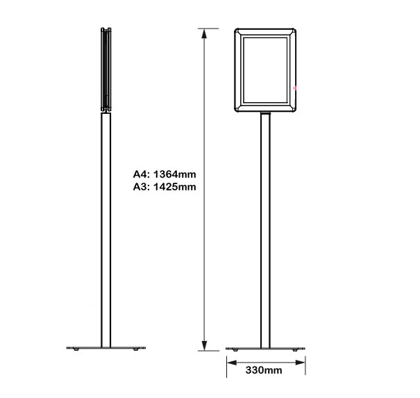 Shop Single & Double Sided Sign Post | Sizes A4 & A3 White Light Display